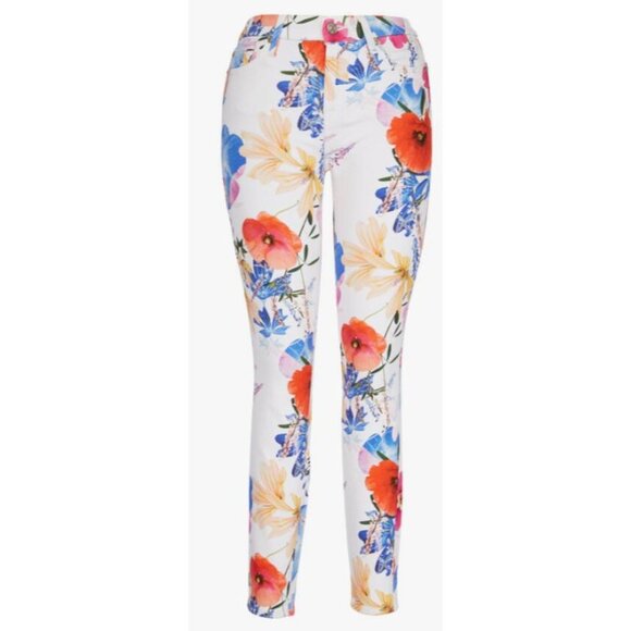 7 for All Mankind Seaside Poppy Ankle Jean Floral Size 24 NWOT $199 Fun Vibrant - Picture 2 of 13